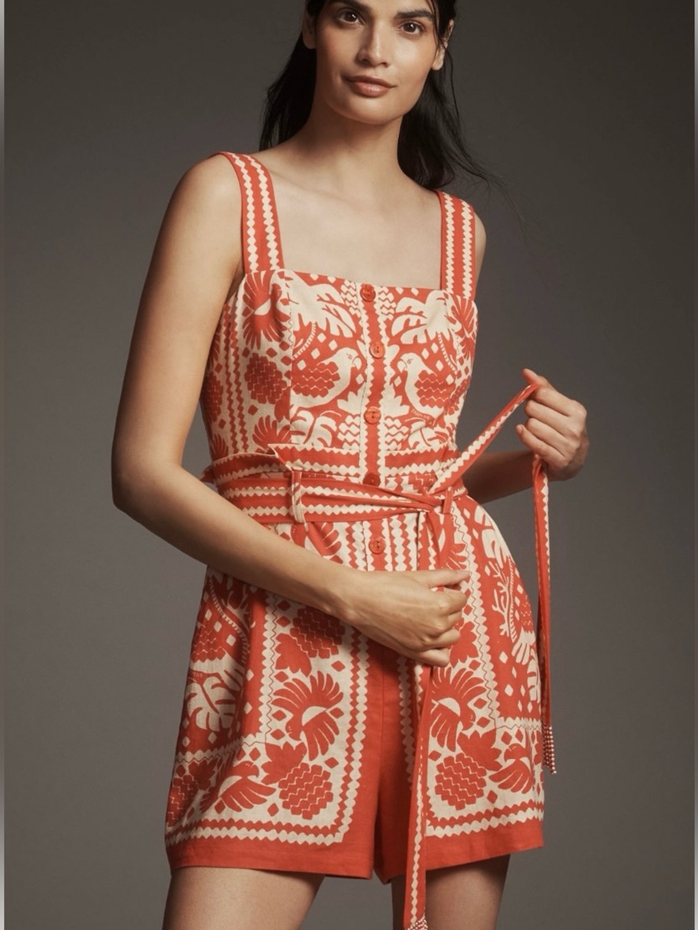 FARM Rio x Anthropologie Linen Blend Romper Large